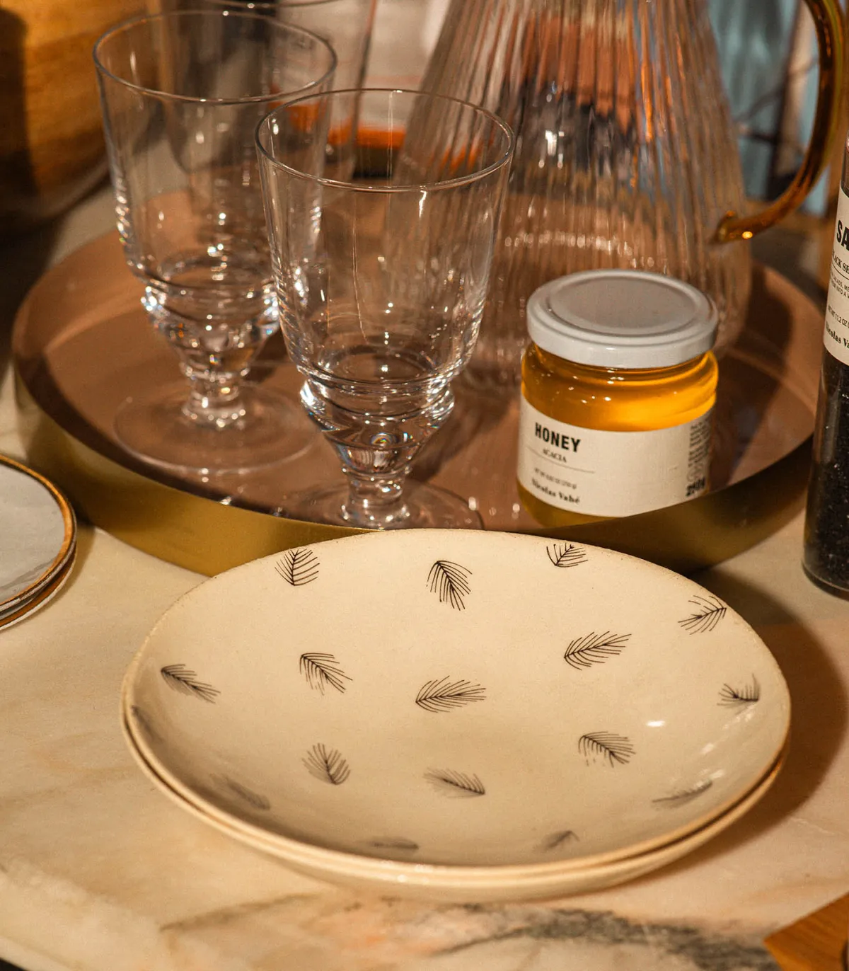 Three Seven Assiette creuse en céramique "Petites plumes"* Assiettes & Plats