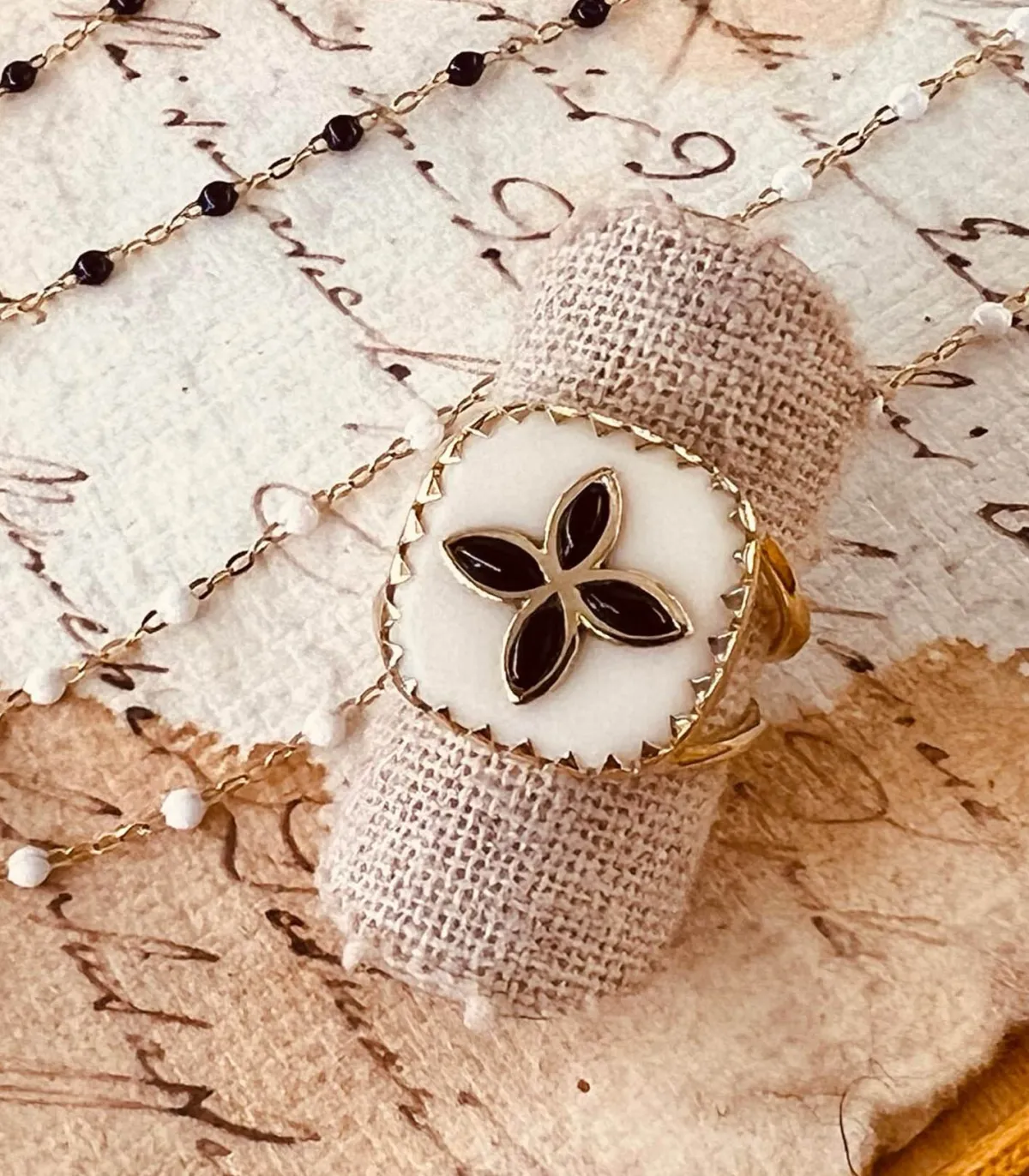 Pascale Monvoisin Bague Bowie N°2 Blanc et Onyx*Femme Bagues