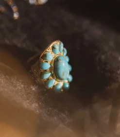 Aurélie Bidermann Bague Navajo plaqué or et turquoise*Femme Bagues