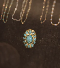 Aurélie Bidermann Bague Navajo plaqué or et turquoise*Femme Bagues