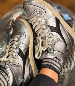 Diadora Baskets MI Silver Used Argento/Nero*Femme Baskets|Diadora