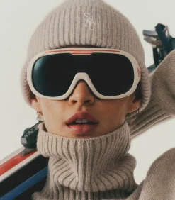 Sporty & Rich Bonnet en laine SRC Cream/White*Femme Chapeaux, Bonnets & Casquettes