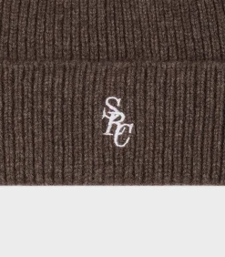 Sporty & Rich Bonnet en Laine SRC Hickory/White*Femme Chapeaux, Bonnets & Casquettes|Chapeaux, Bonnets & Casquettes