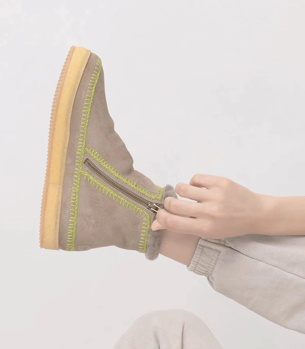laidback london Boots Setsu Crochet Otter Suede Lime*Femme Boots & Bottines