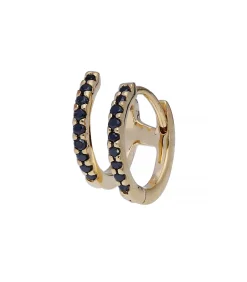 And... Paris Boucle d'oreille double créole diamants noirs*Femme Boucles D'Oreilles|And... Paris