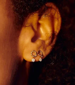 Stone Paris Boucle d'oreille Puce Dunaway Or Rose et Diamants*Femme Boucles D'Oreilles