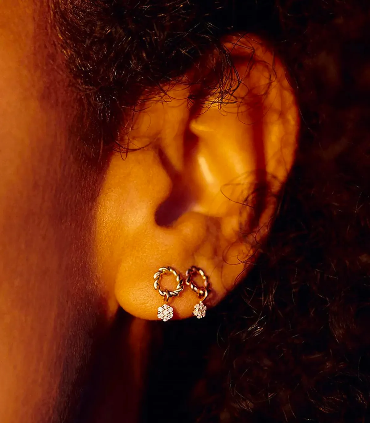 Stone Paris Boucle d'oreille Puce Dunaway Or Jaune et Diamants*Femme Boucles D'Oreilles