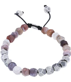 M.Cohen by Maor Bracelet Deca 10 perles argent et agates du Botswana*Homme Bijoux