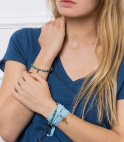 Catherine Michiels Bracelet en soie à nouer et charm Mariel Cross en bronze et diamant*Femme Bracelets|Bijoux