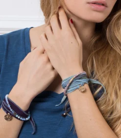 Catherine Michiels Bracelet en soie à nouer et charm Let It Be en bronze et diamant*Femme Bracelets|Bijoux