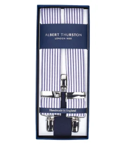 Albert Thurston Bretelles Sutting 3 Clip à rayures bleu et blanche*Femme Ceintures|Ceintures