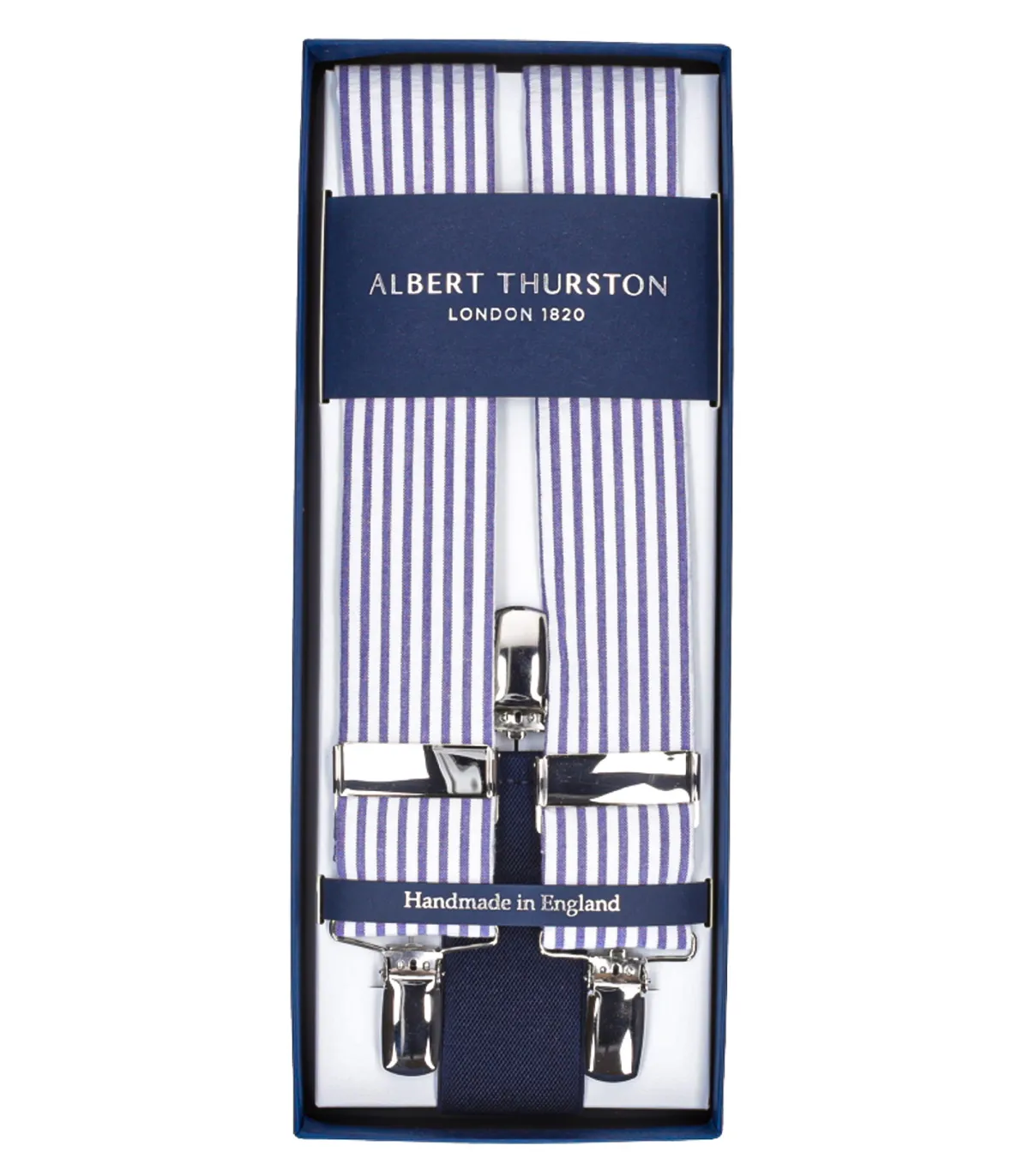 Albert Thurston Bretelles Sutting 3 Clip à rayures bleu et blanche*Femme Ceintures|Ceintures