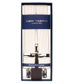 Albert Thurston Bretelles Sutting 3 Clip à rayures beige et blanche*Femme Ceintures|Ceintures