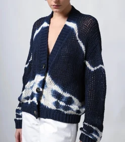 Roberto Collina Cardigan en coton Batik Blu*Femme Mailles & Sweats