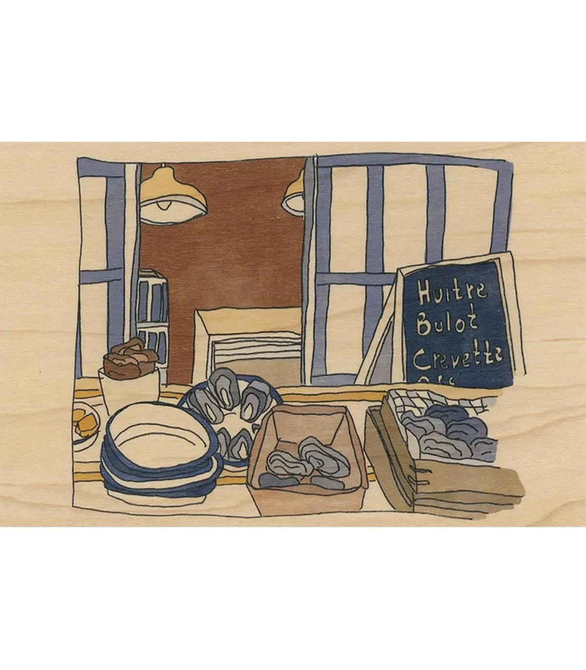 Woodhi Carte postale en bois Le Sud Huîtres* Cartes Postales