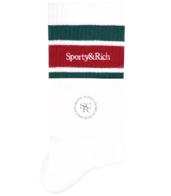 Sporty & Rich Chaussettes Serif Logo Striped Green/Red*Femme Lingerie|Sous-Vêtements