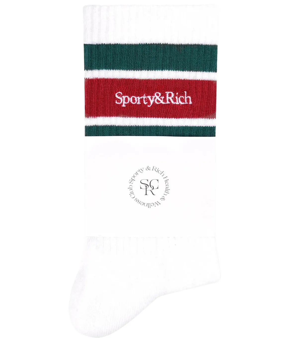 Sporty & Rich Chaussettes Serif Logo Striped Green/Red*Femme Lingerie|Sous-Vêtements