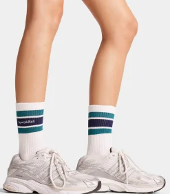 Sporty & Rich Chaussettes Serif Logo striped*Femme Lingerie