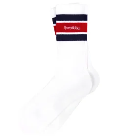 Sporty & Rich Chaussettes Serif Logo striped /Navy*Femme Lingerie