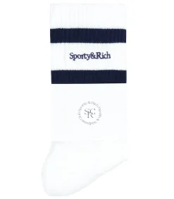 Sporty & Rich Chaussettes Serif White/Navy*Femme Lingerie|Sous-Vêtements