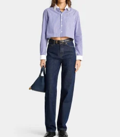 Sporty & Rich Chemise SRC Cropped White/Blue Stripes/White*Femme Hauts