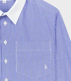 Sporty & Rich Chemise SRC Cropped White/Blue Stripes/White*Femme Hauts