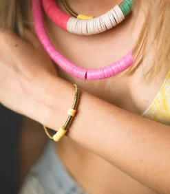 Maison Mönik Collier Palmier Rose et Jaune x Jane de Boy*Femme Colliers