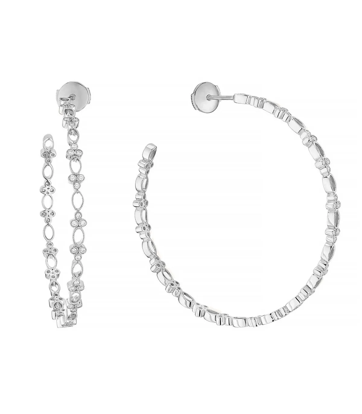 Stone Paris Créoles volupté en or blanc*Femme Boucles D'Oreilles