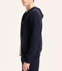 Majestic Filatures Gilet Homme Marine Col Capuche Manches Longue*Femme Mailles & Sweats