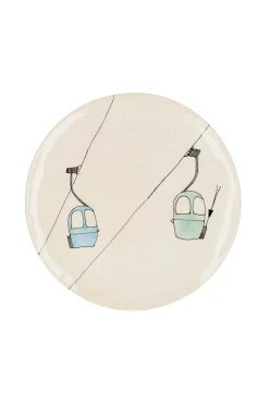 Three Seven Grande assiette en céramique "Télécabines vertes et bleues"* Assiettes & Plats