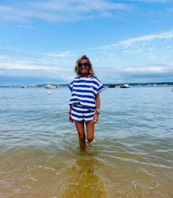 Welcome Bob Hoodie Sans Manches Melbourne Blue Stripes*Femme Mailles & Sweats