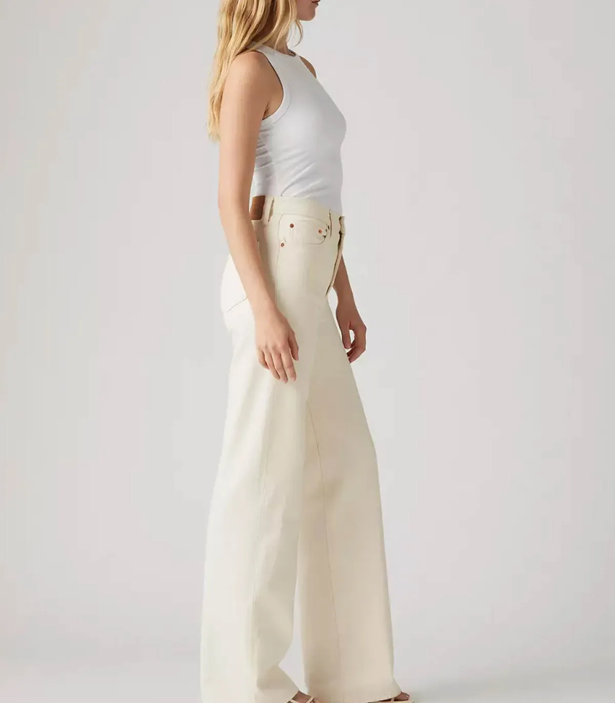 Levi Jean Ribcage Wide Leg Cream*Femme Bas