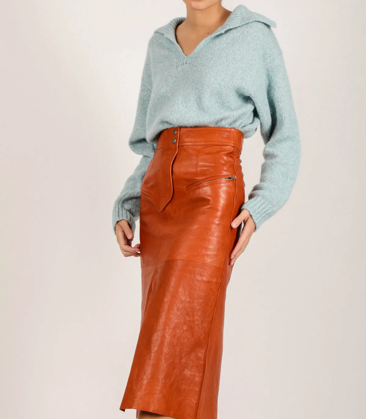 Isabel Marant Jupe en cuir Abacate Cognac*Femme Bas