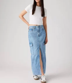 Levi Jupe Longue en Jean Ankle Column Cargo Maximize the Moment*Femme Bas