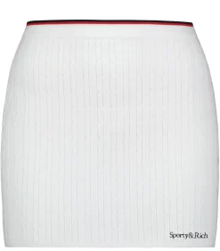 Sporty & Rich Jupe Serif Logo Mini Cable Off White/Navy*Femme Bas