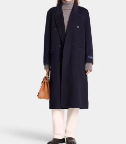 Sporty & Rich Manteau Double Faced Navy en laine et cachemire*Femme Manteaux & Vestes