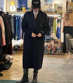 Sporty & Rich Manteau Double Faced Navy en laine et cachemire*Femme Manteaux & Vestes