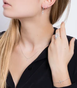 Stone Paris Mini créole baguette or blanc*Femme Boucles D'Oreilles