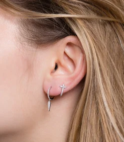 Stone Paris Mini créole Fleurs du mal or blanc*Femme Boucles D'Oreilles