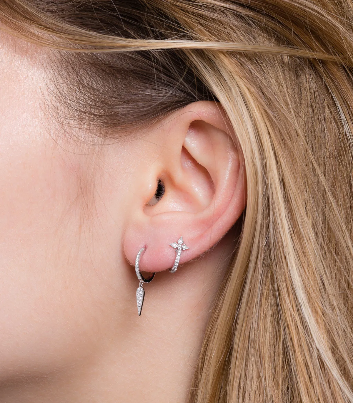 Stone Paris Mini créole Fleurs du mal or blanc*Femme Boucles D'Oreilles