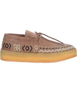 laidback london Mocassins Komo Camel Suede & White Crochet*Femme Mocassins