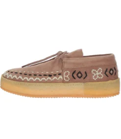 laidback london Mocassins Komo Camel Suede & White Crochet*Femme Mocassins
