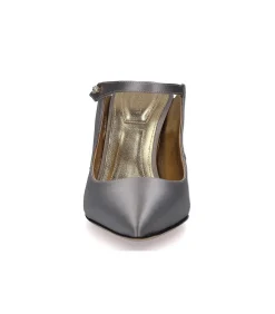 Alberta Ferretti Mules à talon en soie argentées*Femme Escarpins