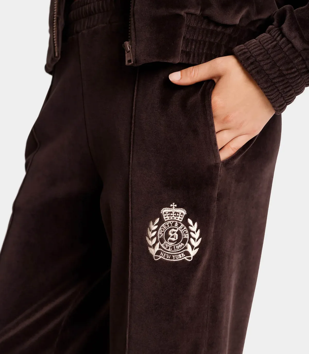 Sporty & Rich Pantalon de survêtement en velours NY Crest*Femme Bas