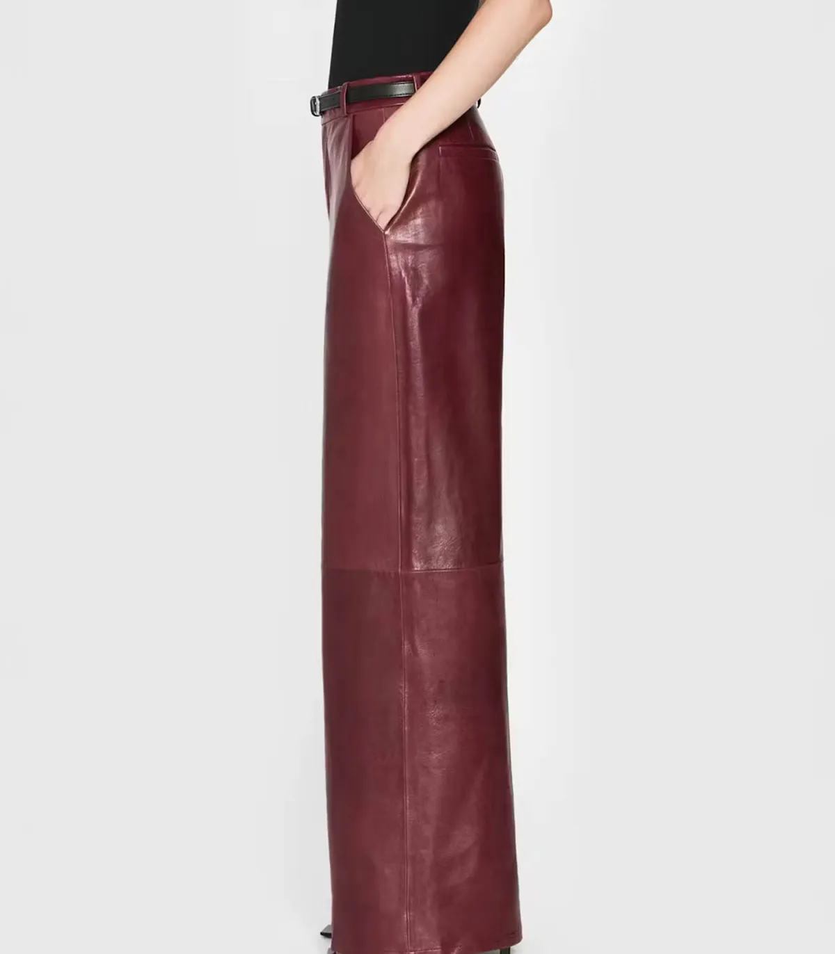 Frame Pantalon en Cuir Syrah Rouge*Femme Bas
