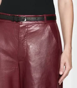 Frame Pantalon en Cuir Syrah Rouge*Femme Bas