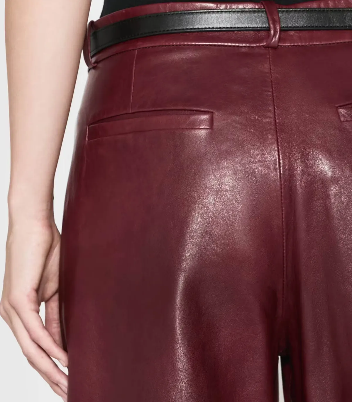 Frame Pantalon en Cuir Syrah Rouge*Femme Bas