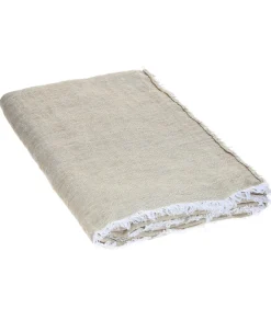 Maison de Vacances Plaid en Lin Vice Versa Frangé Taupe/Ciment 140 x 250 cm* Plaids & Couvertures