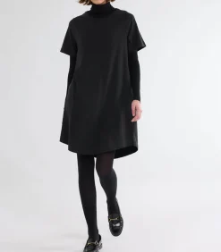 Majestic Filatures Robe Tee-shirt Col rond Noir chiné*Femme Robes