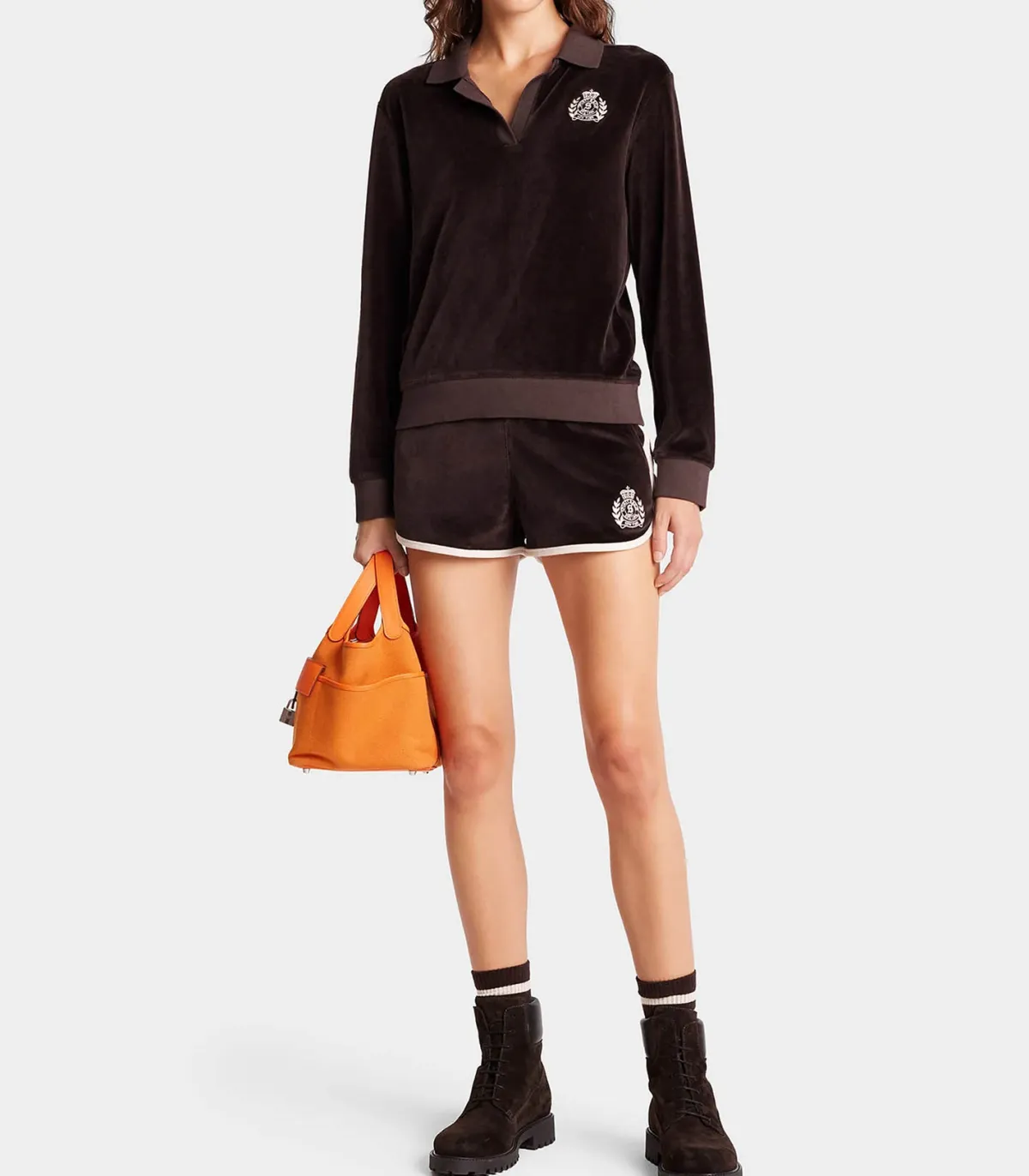Sporty & Rich Short Disco en velours NY Crest*Femme Bas